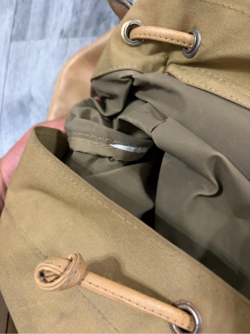 Polo by Ralph Lauren Tan Canvas Tote with Leather Flap and Trim